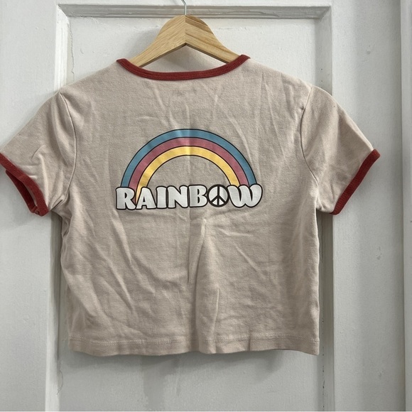 Fox Rainbow Baby Cropped T Shirt, Tan and Brown Sz 16, fits like a S/M - Picture 2 of 5